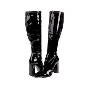 Steve Madden Black Patent Focal Boots